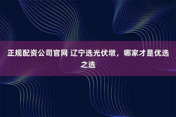 正规配资公司官网 辽宁选光伏墩，哪家才是优选之选